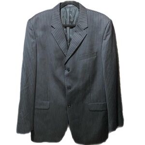 Jones New York Men's Suit Blazer 100% Wool Size 44 Tall Black Pinstripe Business